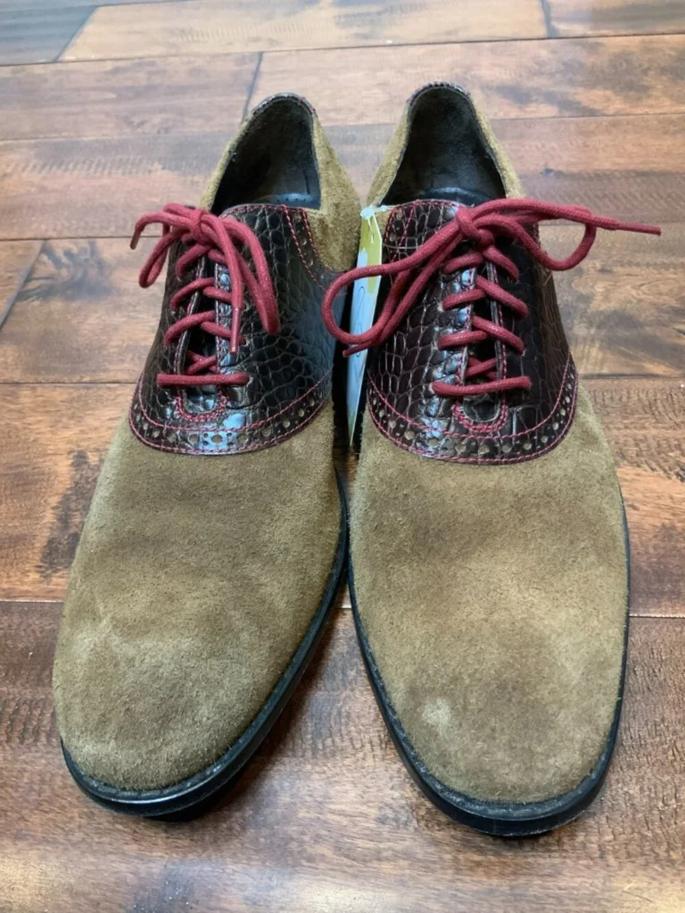 Cole Haan Men's Brown Suede Leather Oxford Saddle Shoes, Size 9.5